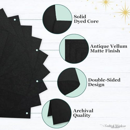 Cardstock Warehouse Colorplan Ebony Black Cardstock Paper – 25 Sheets, 8.5 x 11" – 100 lb. / 270 GSM Premium Matte Cover Cardstock for Invitations, Card Making, Scrapbooking & DIY Projects - color: Ebony
