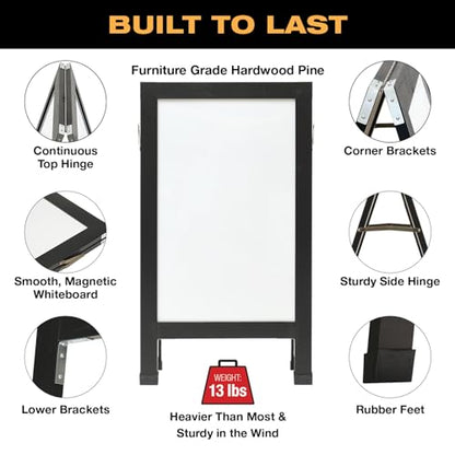 Excello Global Products 40" x 22" Indestructible A-Frame Whiteboard - Black - color: Black
