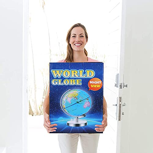POOCCI 6 in1 Illuminated Large World Globe for Kids & Adults All Ages High Clear Map 12inch, Illuminates Educational Interactive STEM Toy, Light Up Kids Globe Lamp,Gifts For Boys And Girls - size: 12Inch