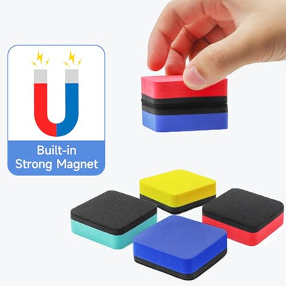 24 Pack Square Magnetic Whiteboard Erasers, Mini Dry Erase Board Erasers for Kids and Students, 8 Color - color: Square- 8 Color