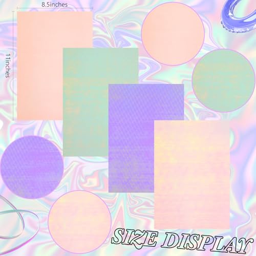 Kosiz 100 Sheets Metallic Holographic Card Stock Shiny Glitter Cardstock Iridescent Mirror Paper 8.5 x 11'' 250 GSM Thick Mixed Color Foil Paper for Scrapbook Letter Poster Craft(Pastel Series) - color: Pastel Series