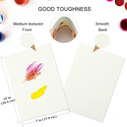 Silunkia 120 Sheets 100% Cotton Watercolor Paper 7 x 10, 140lb/300gsm Heavyweight Cold Pressed Off White Paper for Students Adults Beginner Artists Drawing Valentine Gift Cards - size: 7 x 10