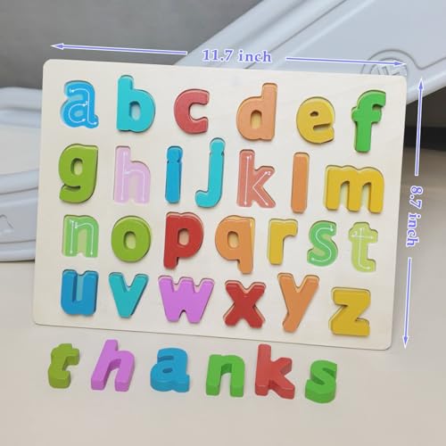 Kairsya Alphabet Puzzle - montessori Wooden Puzzles for Toddlers 1-5 | abc Alphabet Puzzles Learning Toys for toddlers toddler learning toys Preschool Educational Gift for kids Lowercase Letter Puzzle - style: Lowercase Letters Puzzle