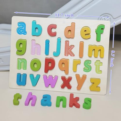 Kairsya Alphabet Puzzle - montessori Wooden Puzzles for Toddlers 1-5 | abc Alphabet Puzzles Learning Toys for toddlers toddler learning toys Preschool Educational Gift for kids Lowercase Letter Puzzle - style: Lowercase Letters Puzzle