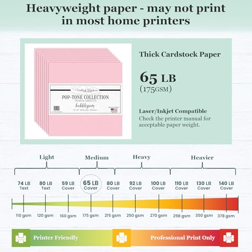 Cardstock Warehouse Pop-Tone Bubblegum Pink Cardstock Paper – 25 Sheets, 12 x 12" - 65 lb / 175 GSM Premium Pink Card Stock for Die-cutting, Crafts, Scrapbooking, Card Making and DIY Projects - color: Bubblegum Pink