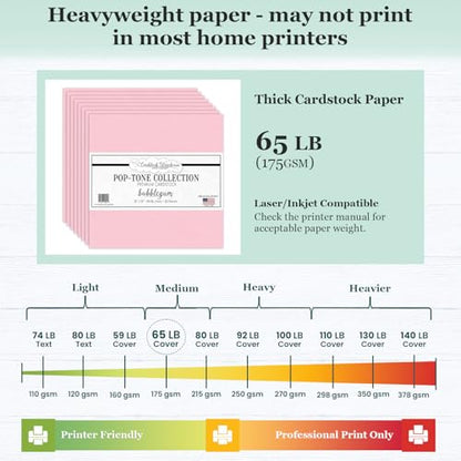 Cardstock Warehouse Pop-Tone Bubblegum Pink Cardstock Paper – 25 Sheets, 12 x 12" - 65 lb / 175 GSM Premium Pink Card Stock for Die-cutting, Crafts, Scrapbooking, Card Making and DIY Projects - color: Bubblegum Pink