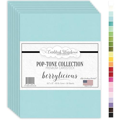 Cardstock Warehouse Pop-Tone Berrylicious Blue Cardstock Paper – 50 Sheets, 8.5 x 11" - 65 lb / 175 GSM Premium Blue Card Stock for Die-cutting, Crafts, Printing, Card Making and DIY Projects - color: Berrylicious Blue