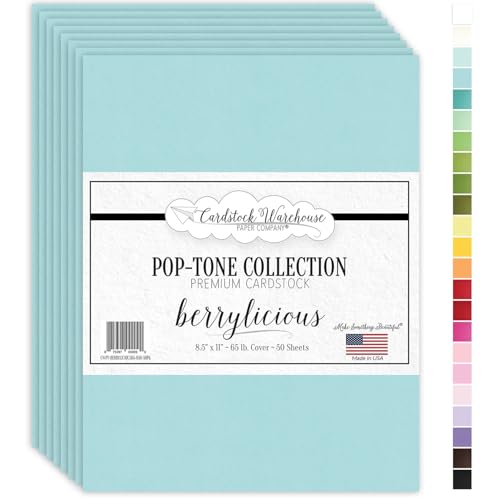 Cardstock Warehouse Pop-Tone Berrylicious Blue Cardstock Paper – 50 Sheets, 8.5 x 11" - 65 lb / 175 GSM Premium Blue Card Stock for Die-cutting, Crafts, Printing, Card Making and DIY Projects - color: Berrylicious Blue