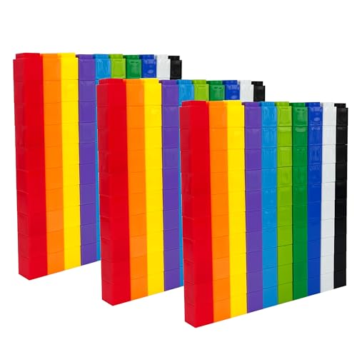Math Manipulatives Linking Cube Toys For Kids 300 Cubes, Educational Counting Toys Classroom Learning Supplies, Preschool Plastic Counting Blocks for Kindergarten Homeschool Learning, Kids Ages 3+