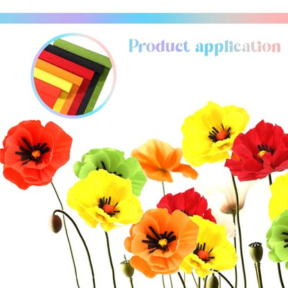 Gersoniel 57 Pcs Crepe Paper Flower DIY Kits 6 Rolls 35g Papel Crepe Sheets 50 Pcs Floral Iron Wire 10 Inch x 8 Feet 1 Roll 50 Meter for Birthday Party Wedding(Bright Series) - color: Bright Series