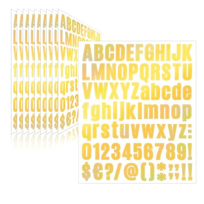 810 Pcs 10 Sheets Letter Stickers,Self Adhesive Waterproof 1 Inch Mailbox Numbers Vinyl Stickers,Alphabet Decals for Water Bottle,Window,Classroom,Car,Laptop,Scrapbook (Glitter Gold, 1 Inch) - color: Glitter Gold, size: 1 Inch