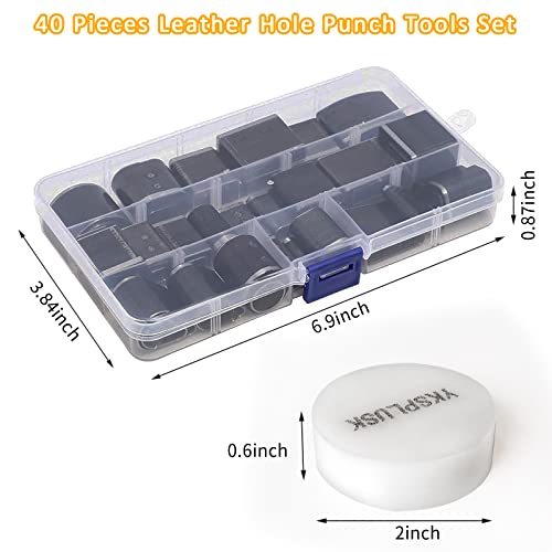 40 Pieces Leather Hole Punch Tool, Multiple Shapes Hole Punch Set for Belts, Leather Cutting Dies Kit with Storage Case & Mat, Hollow Punch Cutter Tool for Handmade DIY Crafts - size: 39 Style
