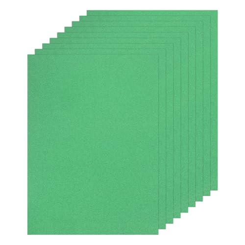 MECCANIXITY 10 Sheet Grass Green Glitter Card Stock, 8"x11" A4 Shimmer Paper,250gsm One-sided Cardstock for DIY Crafts, Scrapbooking, Party Decorations, Invitations - color: Grass Green
