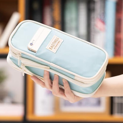 EASTHILL Big Capacity Pencil Case Large Pencil Pouch Stationery Pen Bag for Teen Girls-Blue - color: Blue
