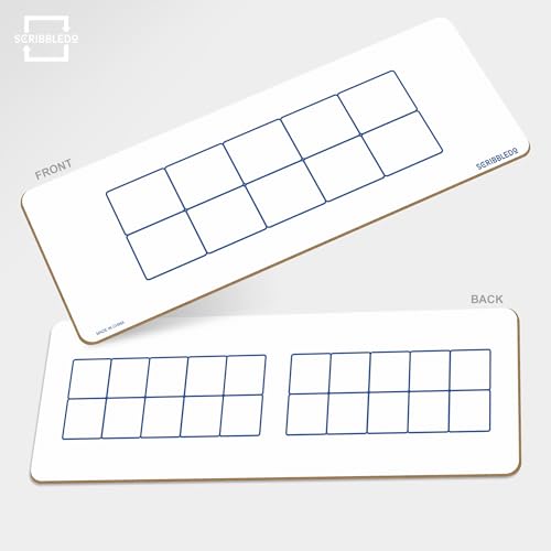 SCRIBBLEDO Dry Erase Ten Frame Board - 4" x 12" Double Sided Dry Erase Boards for Kids to Visualize and Practice Base 10 Number Concepts - Math Practice Board for Home School and Classroom
