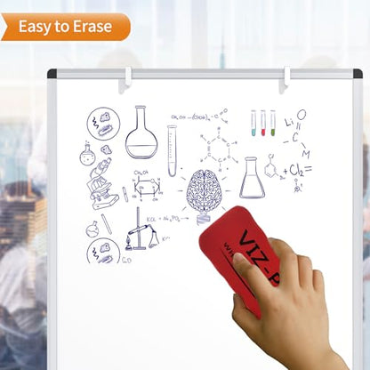 VIZ-PRO Whiteboard Easel, 36 x 24 Inches, Portable Dry Erase Board Height Adjustable for School Office and Home - size: 36 x 24 Inches - Board Only