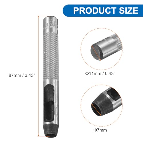 HARFINGTON 2pcs Leather Round Hole Punch, 7mm Hollow Hole Puncher Cutter Carbon Steel Circle Hole Punching Cutting Tool for Belt/DIY Leather Craft - size: 7mm