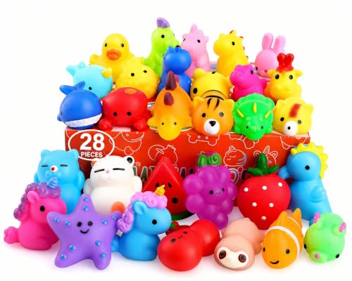 nobasco Squishies, 28 Pack Mochi Squishy Toys - Kawaii Cat Squishys Slow Rising Animals - Party Favors, Goodie Bag, Birthday Gifts, Mini Squishies Stress Reliever Toy