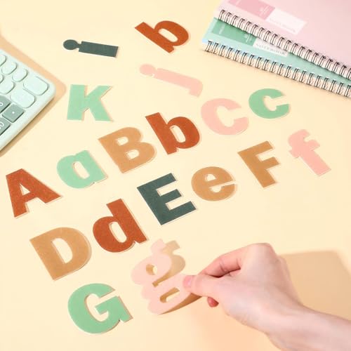 Breling 310 Pieces Felt Letter Bulletin Board Letters Sticker with Number 2" Bulk Self Adhesive ABC Upper Lowercase Sticky Letter for Xmas Gift Bulletin Board Classroom(Light Color) - color: Light Color