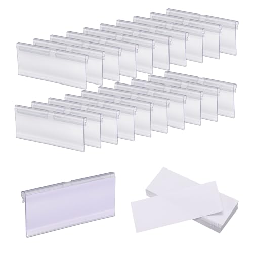 uxcell 100pcs Basket Labels Clip 3.5 x 1.7 Inch Plastic Removable Storage Bin Labels Tags with Label Papers for Baskets, Storage Closet, Cube Box, Cloth Bins, Food Pantry, Clear - size: 3.5 x 1.7 Inch