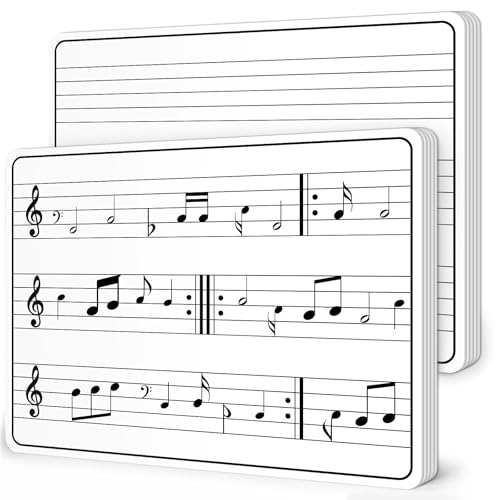 24Pcs Dry Erase Music Staff Lap Boards for Student Reusable Musical Notes Double Sided Erasable Cardboard Music Note Whiteboard for Musical Teacher Classroom Homeschool Portable Teaching Tool 12" x 9" - style: Staff Writing Notes
