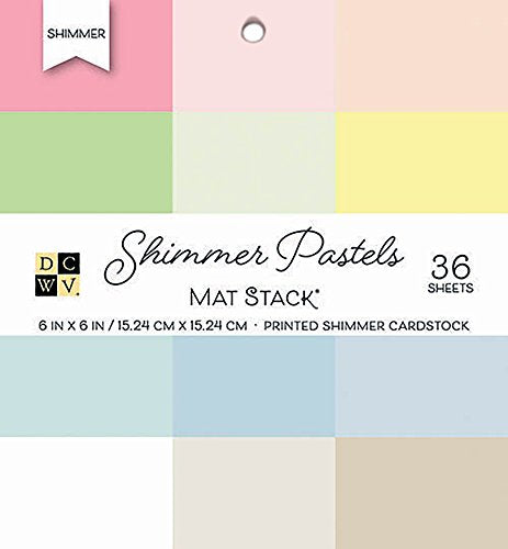 DCWV Single-Sided Cardstock Stack 6"X6" 36/Pkg-Shimmer Pastels Solid, 12 Colors/3 Each