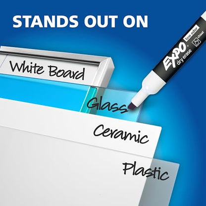 EXPO Dry Erase Markers, Low Odor Ink, Black, Chisel Tip, 4 Count - Whiteboard, Calendar, Organization, Essential Supplies for Office, School, Classroom, Teachers