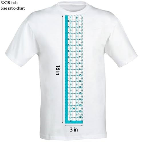 Acrylic Ruler 7 Piece Set, Non Slip Rings 50 Pieces, Quilting Rulers, Size (6"x24"), (2"x24"), (3"x18"), (3"x8"), (1.5"x12"), (1"x12"), (1"x6") (Blue-7 Piece Set) - color: Blue-7 piece set