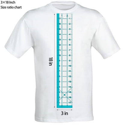 Acrylic Ruler 7 Piece Set, Non Slip Rings 50 Pieces, Quilting Rulers, Size (6"x24"), (2"x24"), (3"x18"), (3"x8"), (1.5"x12"), (1"x12"), (1"x6") (Blue-7 Piece Set) - color: Blue-7 piece set