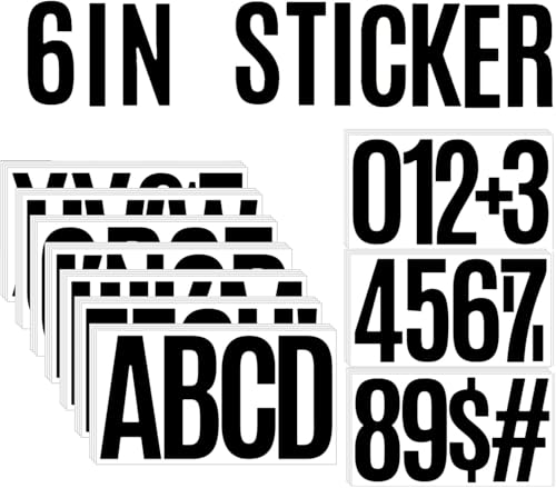 30 Sheets 159 PCS Large Letter and Numbers Stickers 6inch Vinyl Self Adhesive Stickers for Crafts Outdoor Sign Wall Mailbox Windows Doors Car Poster Board, Homes, Businesses, Address Numbers(Black) - color: Black, size: 6 inch