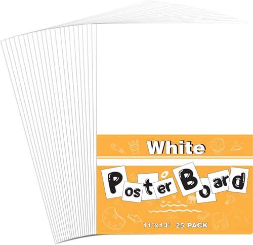 25 Pack White Poster Boards, 11"x14" White Poster Paper Heavyweight Poster Board Bulk Blank Poster Board for Art Display Board,Classroom Use,School Craft Project,Presentation Drawing - color: White, size: 25 PACK