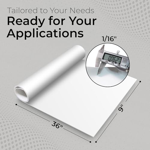 Exactly Rubber - White Silicone Sheet, 60A Durometer Silicone Mat, Food-Grade Rubber Mat with -80 to 450°F Temperature Resistance, 400% Elongation, Silicone Placemat Made in The USA, 1/16 x 9” x 36” - size: 1/16 x 9 x 36