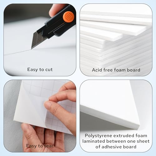AUEAR, 10 Pack White Self Adhesive Foam Boards 11x14x3/16" with Self-Adhesive Back - Photo Mounting, School Presentations, Arts & Crafts - Easy Peel & Stick, Perfect for Home Decor & Student Projects - size: 11x14