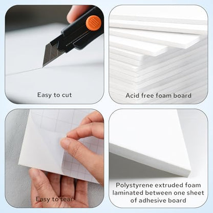 AUEAR, 10 Pack White Self Adhesive Foam Boards 11x14x3/16" with Self-Adhesive Back - Photo Mounting, School Presentations, Arts & Crafts - Easy Peel & Stick, Perfect for Home Decor & Student Projects - size: 11x14