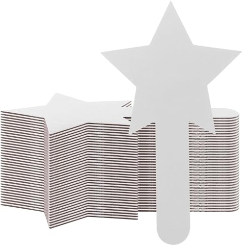 25 Pieces Star Shape Dry Erase Answer Paddles Handheld Double Sided Paddles Mini White Boards Small Dry Erase Board Auction Paddles for Students Teacher Classroom Bidding Voting Score Boards
