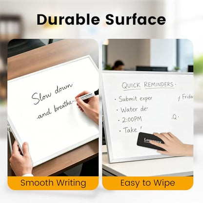 White Board with Stand, 24" x 18" Double-Sided Desktop Dry Erase Board, Portable Magnetic Whiteboard Easel for Kids Office Home School - size: 24"W x 18"H