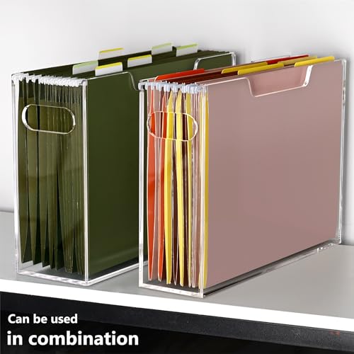 DINGHUO Acrylic Hanging File Organizer Box, Letter Size File Folder Organizer with Handles, Clear Portable File Holder for Desk Home Office School - 1 Pack - size: Letter