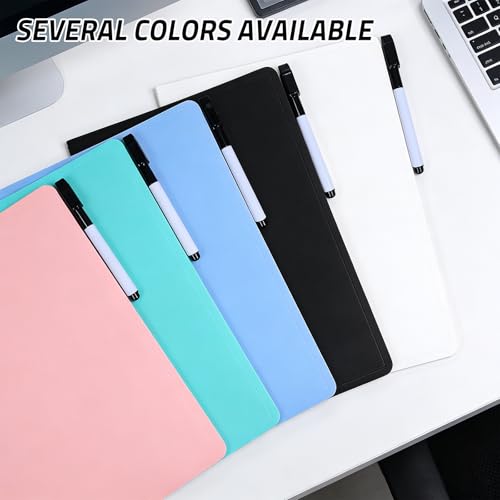 Portable Dry Erase Notebook Double Sided Folding Whiteboards with Pen and Erase, Small Dry Erase Board for Study, Meeting, Planning 12"x9" (A4), Anti-Ghosting (Pink) - color: Pink
