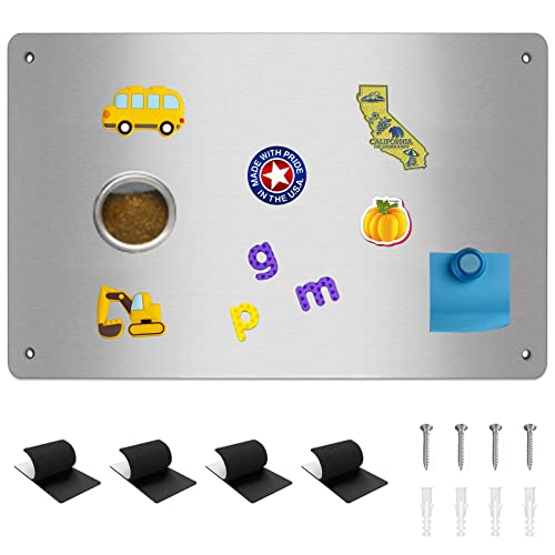 Magnetic Board,17.1" x 11.8" Magnet Display,for Magnets and Bulletin Board,Suitable for Wall, Refrigerator, Compartment, Cabinet etc,Comes with Dual Lock Tape for Easy Hanging (Silver) - color: Silver, size: 18"W x 11.8"H