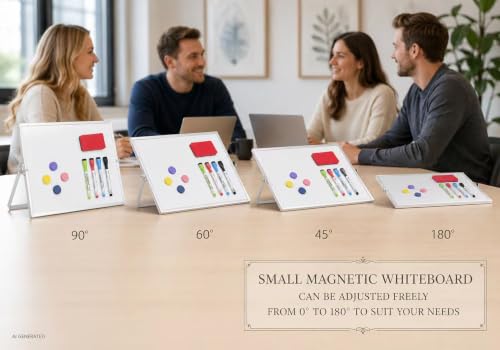 MXG 10x14 Inch Double Sided Magnetic Dry Erase Board with Stand | 360 Adjustable Small White Board with Markers Magnets & Eraser, Portable Mini Whiteboard for Desk, Wall, Office, & Classroom - size: 10"W x 14"H