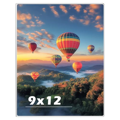 9 x 12 Acrylic Picture Frame, Horizontal/Vertical Clear Photo Frame for Wall with Tape, No Drilling Floating Hanging Frameless Picture Frame, Wall Mount Sign Holder for Home, School, Office - size: 1 Pack 9 x 12 Inches