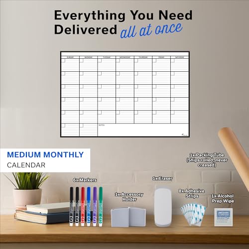 Large Dry Erase Calendar for Wall 24x36, Giant Family Office Big Reusable, Monthly Planner Erasable Month, Rolled Whiteboard White Board, 36x24 Calendar Dry Erase for Undated Wall Large Classroom - size: Medium (24 x 36 inch)