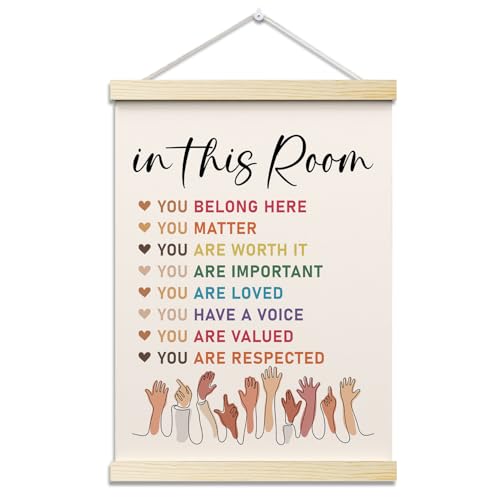 In This Room Posters Hanger Frame for Therapy Office Mental Health Hanging Poster for Nursery Classroom Decor Wall Art Decor for Homeschool Bedroom Kidroom Canvas Wall Art Print 16x12 Inches - YY040 - color: colored room 02