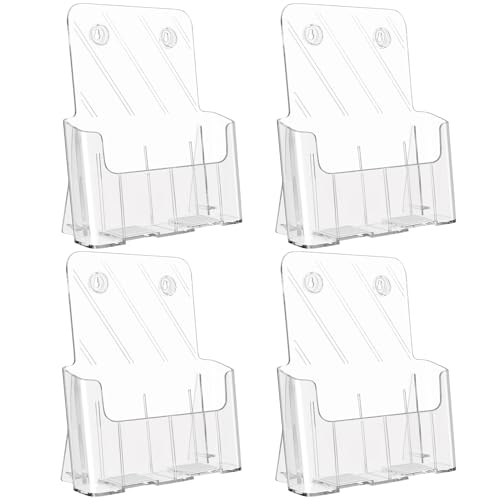 KTRIO Acrylic Brochure Holder 8.5 x 11, 4 Pack Literature Display Stand | Desktop/Wall-Mount, Clear Plastic Flyers Holder Fits 8.5" Wide Magazines, Pamphlets, Documents, Booklets, Journals, Menus - size: 8.5" x 11", style: 4 Pack