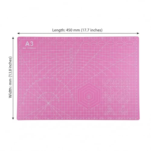 Cutting Mat A3 Pink, Self Healing Cutting Mat 12x18 Inch, 5-Ply Rotary Cutting Board Double-sided for Cutting Quilting Modeling Projects - color: Pink