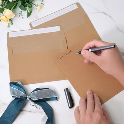 70 Packs A4 Envelopes, White, 4x6 Photo, Self Seal for Invitations, Weddings, Baby Shower, Photos, Postcards, Greeting Cards, Mailing (Kraft, 70 Pack A4(4.72x6.50in) Envelopes) - color: Kraft, size: 70 Pack A4 (4.72x6.50in) Envelopes