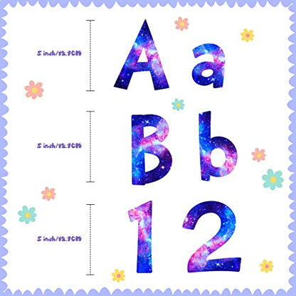 Tenare 134 Pieces 5 Inch Bulletin Board Letters Alphabet Numbers Letters Combo Set Cutouts for Bulletin Board Display Home Back to School Decor(Solar Style) - style: Solar Style