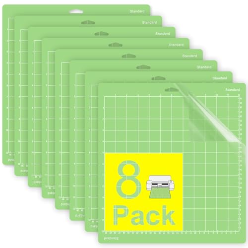 Gwybkq Cutting Mat 12"x12" Standard Grip 8 Pack, Compatible with Cricut Maker 4/Explore Air/One, Non-Slip Durable Adhesive Mats, Replacement Cutting Accessories for Die-Cutting, Quilting & Crafts - color: Green, size: 12x12in(8 Pack)Standard