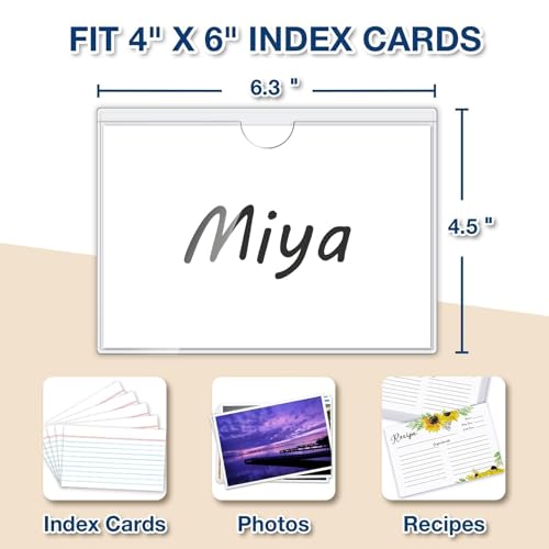 H4D 48 Pack Labels for Storage Bins, 4" x 6" Plastic Clear Adhesive Index Card Holders, Tote Label Pockets for Organizing Storage, Library Card, Shelves - size: 4" x 6", style: 48 Pack