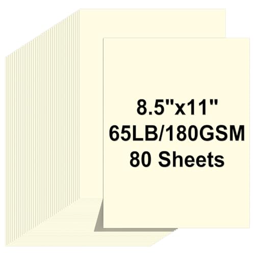 Cardstock 8.5 X 11, 80 Sheets Cream Card Stock, 65lb/ 180gsm Copy Paper, Cardstock Printer Paper for Art, Drawing, Invitations, DIY Cards, Craft, Construction, School & Office Supplie - color: Cream, size: 80Sheets